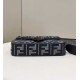 Fake Baguette 8BR600 houndstooth wool bag with FF embroidery Gray Replica Fake Baguette 8BR600 houndstooth wool bag with FF embroidery Gray Replica