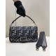 Fake Baguette 8BR600 houndstooth wool bag with FF embroidery Gray Replica Fake Baguette 8BR600 houndstooth wool bag with FF embroidery Gray Replica