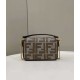 Fake 8BS017 Mini Baguette houndstooth wool bag with FF embroidery Brown Replica Replica 8BS017 Mini Baguette houndstooth wool bag with FF embroidery Brown