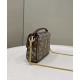 Fake 8BS017 Mini Baguette houndstooth wool bag with FF embroidery Brown Replica Replica 8BS017 Mini Baguette houndstooth wool bag with FF embroidery Brown