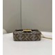 Fake 8BS017 Mini Baguette houndstooth wool bag with FF embroidery Brown Replica Replica 8BS017 Mini Baguette houndstooth wool bag with FF embroidery Brown
