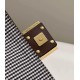 Fake 8BS017 Mini Baguette houndstooth wool bag with FF embroidery Brown Replica Replica 8BS017 Mini Baguette houndstooth wool bag with FF embroidery Brown