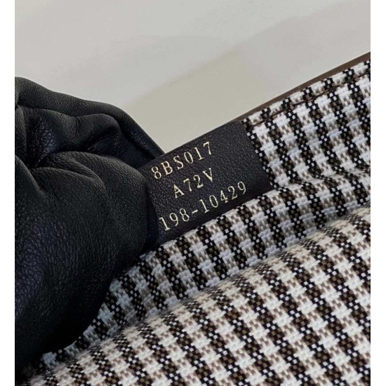 Fake 8BS017 Mini Baguette houndstooth wool bag with FF embroidery Brown Replica Replica 8BS017 Mini Baguette houndstooth wool bag with FF embroidery Brown