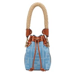 Fake Mon Tresor bucket Bag with tone-on-tone FF motif embroidery 8BS010 Blue Replica