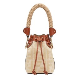 Fake Mon Tresor bucket Bag with tone-on-tone FF motif embroidery 8BS010 Coffee Replica