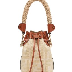 Fake Mon Tresor bucket Bag with tone-on-tone FF motif embroidery 8BS010 Coffee Replica