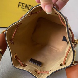 Fake Mon Tresor bucket Bag with tone-on-tone FF motif embroidery 8BS010 Coffee Replica
