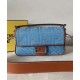 Fake Medium Baguette Bag 8BR600 denim with tone-on-tone embroidered FF motif Blue Replica Replica Medium Baguette Bag 8BR600 denim with tone-on-tone embroidered FF motif Blue