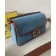 Fake Medium Baguette Bag 8BR600 denim with tone-on-tone embroidered FF motif Blue Replica Replica Medium Baguette Bag 8BR600 denim with tone-on-tone embroidered FF motif Blue