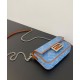 Fake Baguette Mini Bag 8BS017 denim FF motif embroidery Blue Replica
