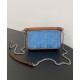 Fake Baguette Mini Bag 8BS017 denim FF motif embroidery Blue Replica