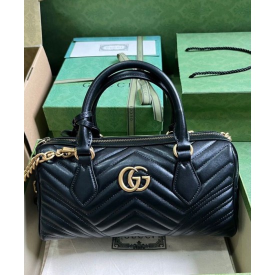 Replica Gucci GG Marmont Small Top Handle Bag 746319 Black Replica Gucci GG Marmont Small Top Handle Bag 746319 Black