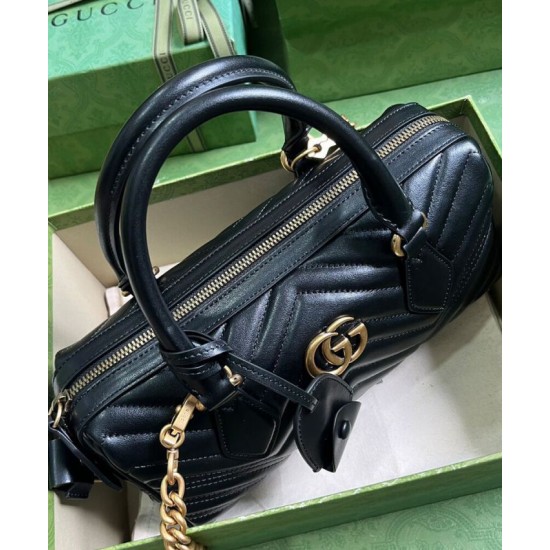 Replica Gucci GG Marmont Small Top Handle Bag 746319 Black Replica Gucci GG Marmont Small Top Handle Bag 746319 Black