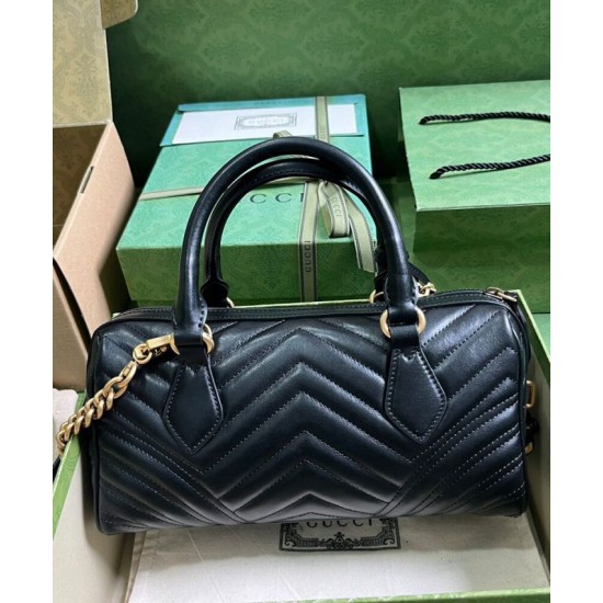 Replica Gucci GG Marmont Small Top Handle Bag 746319 Black Replica Gucci GG Marmont Small Top Handle Bag 746319 Black