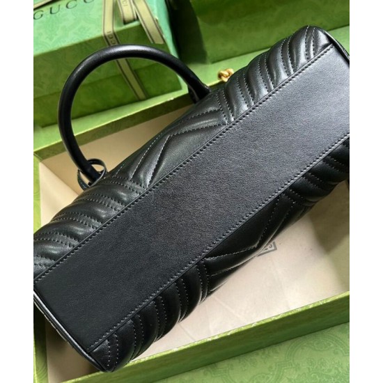 Replica Gucci GG Marmont Small Top Handle Bag 746319 Black Replica Gucci GG Marmont Small Top Handle Bag 746319 Black