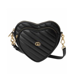 Replica Gucci Interlocking Mini Heart Shoulder Bag 751628 Black