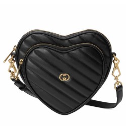 Replica Gucci Interlocking Mini Heart Shoulder Bag 751628 Black
