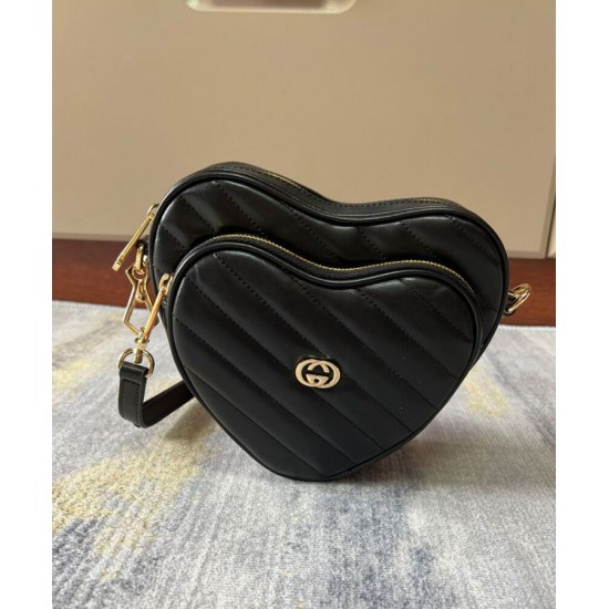 Replica Gucci Interlocking Mini Heart Shoulder Bag 751628 Black Replica Gucci Interlocking Mini Heart Shoulder Bag 751628 Black