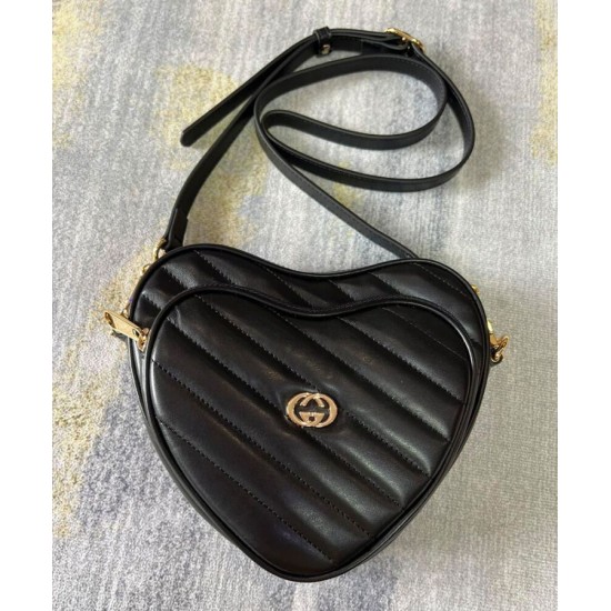 Replica Gucci Interlocking Mini Heart Shoulder Bag 751628 Black Replica Gucci Interlocking Mini Heart Shoulder Bag 751628 Black