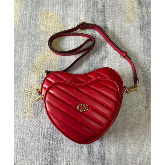Replica Gucci Interlocking Mini Heart Shoulder Bag 751628 Red Fake Gucci Interlocking Mini Heart Shoulder Bag 751628 Red Replica