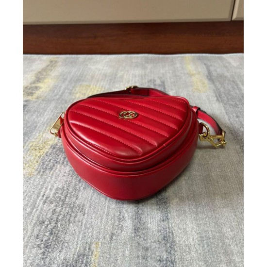 Replica Gucci Interlocking Mini Heart Shoulder Bag 751628 Red Fake Gucci Interlocking Mini Heart Shoulder Bag 751628 Red Replica