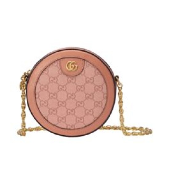 Fake Gucci Ophidia GG Mini Round Shoulder Bag 550618 Pink Replica
