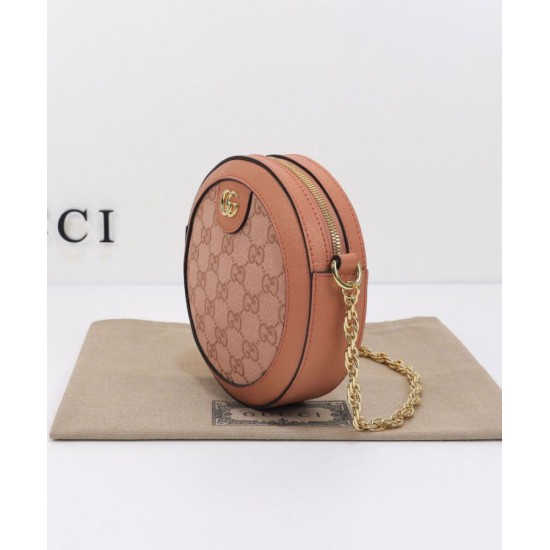 Fake Gucci Ophidia GG Mini Round Shoulder Bag 550618 Pink Replica