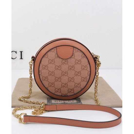 Fake Gucci Ophidia GG Mini Round Shoulder Bag 550618 Pink Replica