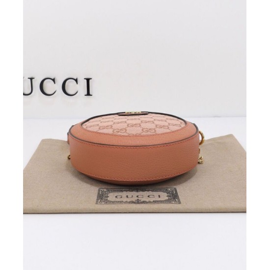 Fake Gucci Ophidia GG Mini Round Shoulder Bag 550618 Pink Replica