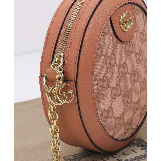 Fake Gucci Ophidia GG Mini Round Shoulder Bag 550618 Pink Replica
