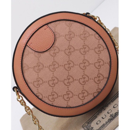 Fake Gucci Ophidia GG Mini Round Shoulder Bag 550618 Pink Replica