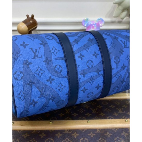 Fake Louis Vuitton Keepall Bandouliere 35 Bag M22573 Blue Replica Replica Louis Vuitton Keepall Bandouliere 35 Bag M22573 Blue