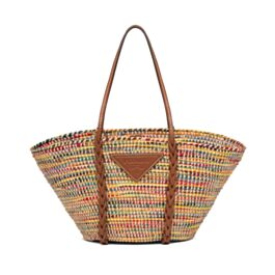 Replica Prada Straw And Leather Tote Bag 1BG312 Coffee Replica Prada Straw And Leather Tote Bag 1BG312 Coffee
