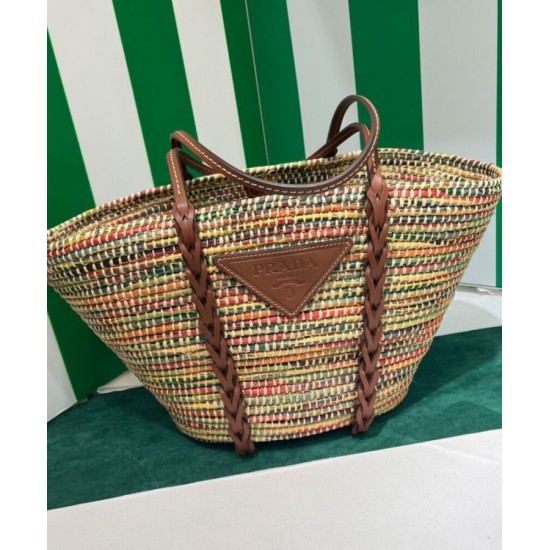 Replica Prada Straw And Leather Tote Bag 1BG312 Coffee Replica Prada Straw And Leather Tote Bag 1BG312 Coffee