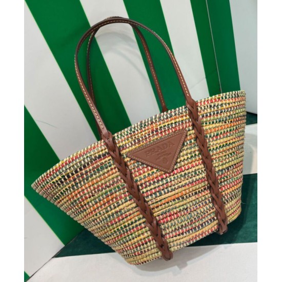 Replica Prada Straw And Leather Tote Bag 1BG312 Coffee Replica Prada Straw And Leather Tote Bag 1BG312 Coffee