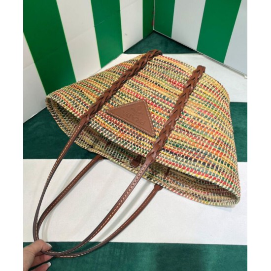 Replica Prada Straw And Leather Tote Bag 1BG312 Coffee Replica Prada Straw And Leather Tote Bag 1BG312 Coffee