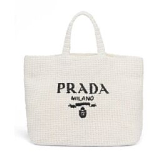 Fake Prada Crochet Tote Bag 1BG392 Cream Replica Replica Prada Crochet Tote Bag 1BG392 Cream