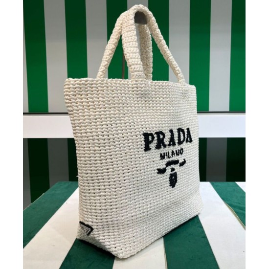 Fake Prada Crochet Tote Bag 1BG392 Cream Replica Replica Prada Crochet Tote Bag 1BG392 Cream