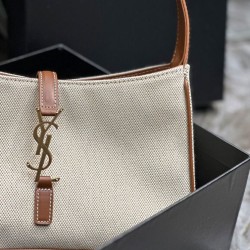 Replica YSL Saint Laurent Le 5 A 7 Bag Canvas And Leather Coffee