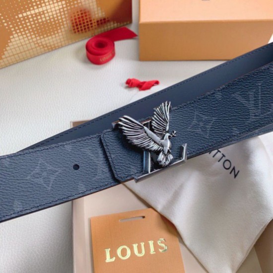 Replica Louis Vuitton LV Dove 40MM Reversible Belt In Monogram Eclipse Canvas M0576V Fake Louis Vuitton LV Dove 40MM Reversible Belt In Monogram Eclipse Canvas M0576V Replica