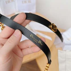 Fake Dior Caro 15MM Belt Calfskin and Chain Black Replica