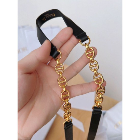 Replica Dior Caro 15MM Belt Calfskin and Chain Black Fake Dior Caro 15MM Belt Calfskin and Chain Black Replica