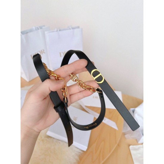 Replica Dior Caro 15MM Belt Calfskin and Chain Black Fake Dior Caro 15MM Belt Calfskin and Chain Black Replica