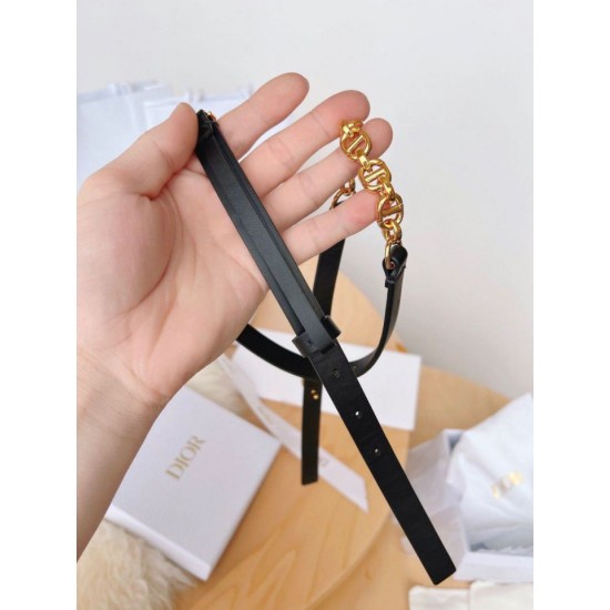 Replica Dior Caro 15MM Belt Calfskin and Chain Black Fake Dior Caro 15MM Belt Calfskin and Chain Black Replica