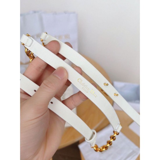 Replica Dior Caro 15MM Belt Calfskin and Chain White Replica Dior Caro 15MM Belt Calfskin and Chain White