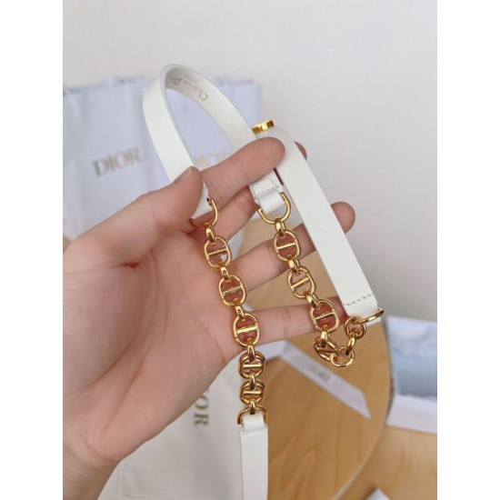 Replica Dior Caro 15MM Belt Calfskin and Chain White Replica Dior Caro 15MM Belt Calfskin and Chain White