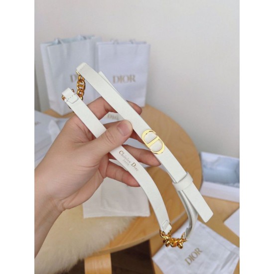 Replica Dior Caro 15MM Belt Calfskin and Chain White Replica Dior Caro 15MM Belt Calfskin and Chain White