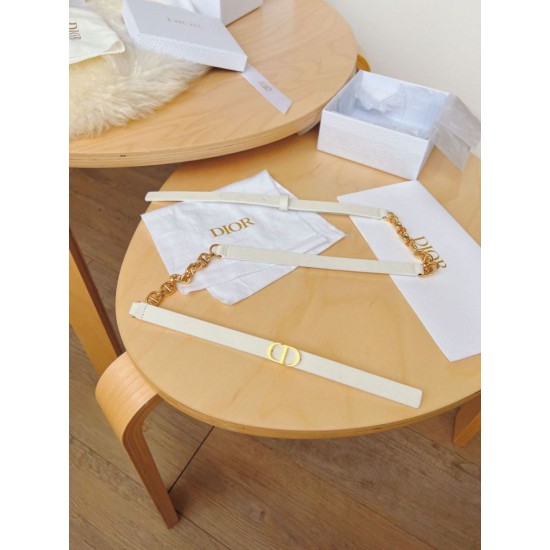 Replica Dior Caro 15MM Belt Calfskin and Chain White Replica Dior Caro 15MM Belt Calfskin and Chain White