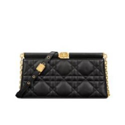 Replica Christian Dior Caro Colle Noire Clutch With Chain Bag