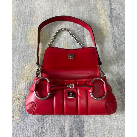 Fake Gucci Horsebit Chain Small Shoulder Bag 764339 Red Replica Fake Gucci Horsebit Chain Small Shoulder Bag 764339 Red Replica